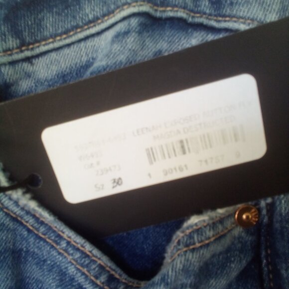 🎀Paige Leenah Wide Leg Exposed Button Fly Jeans in Magda Destructed Wash 30 NWT - Picture 6 of 15